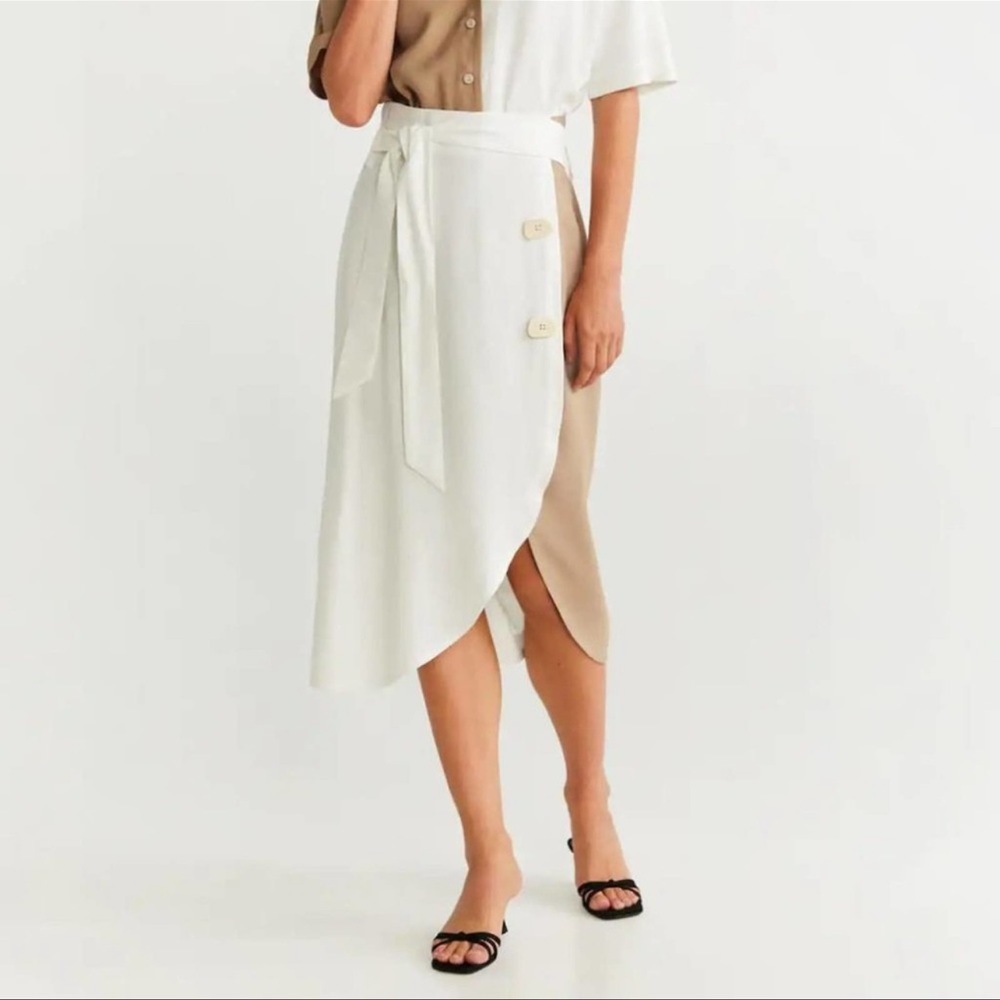 Mango Bicolor Buttoned Viscose Skirt Size XS